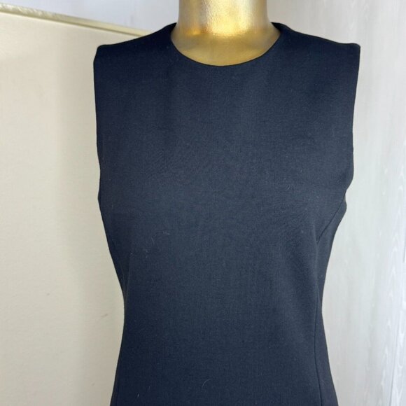 VTG J. Crew Size 4 Black A-Line Ponte Day Wear Dress Zip Back Stretch - Picture 3 of 8